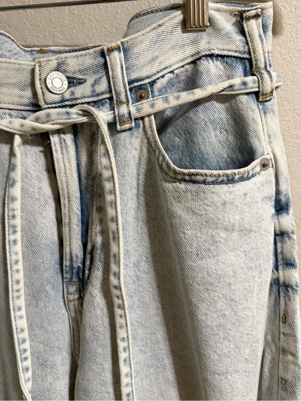 GAP Pale Blue Wide-Leg Tie Waist Jeans - Picture 2 of 5